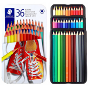 Set 36 creioane colorate - Cutie metal - Hexagonal